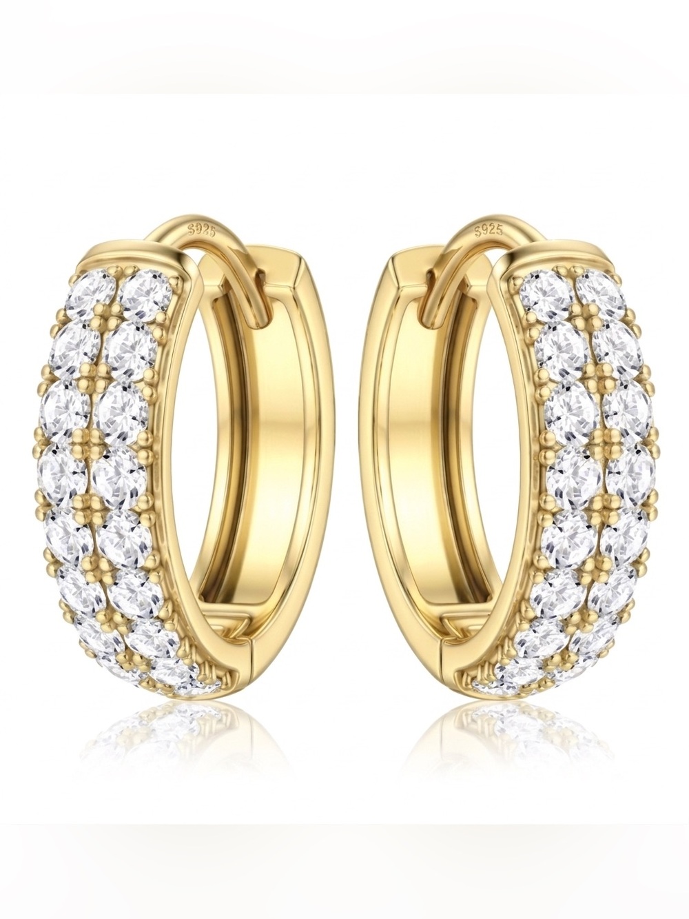 ⭐️FINAL PRICE #49 Sterling Silver Gold Plated Gold Pavé Crystal Hoops 10mm